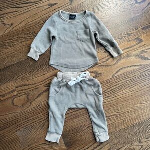 Little Bipsy Green Waffle Jogger Set